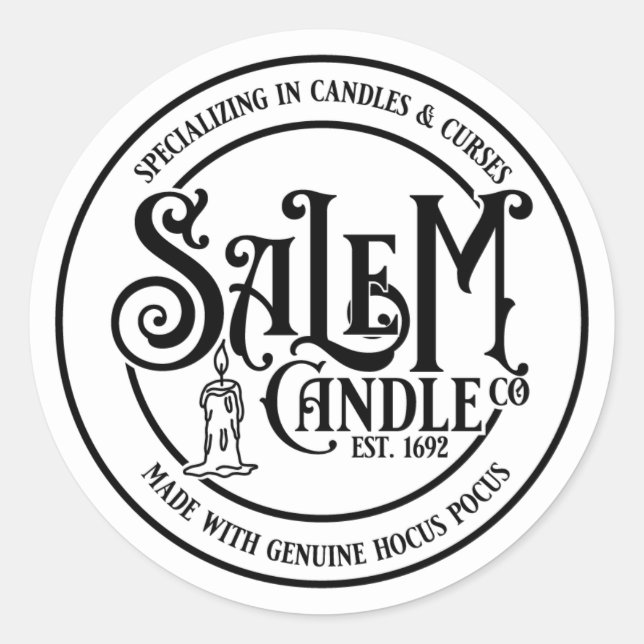 Sticker Rond Salem Candle Company - Blanc (Devant)