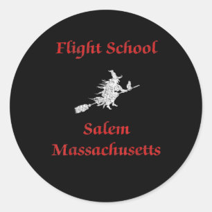 Sticker Rond Salem Flight School Halloween Witel Vêtements Cade