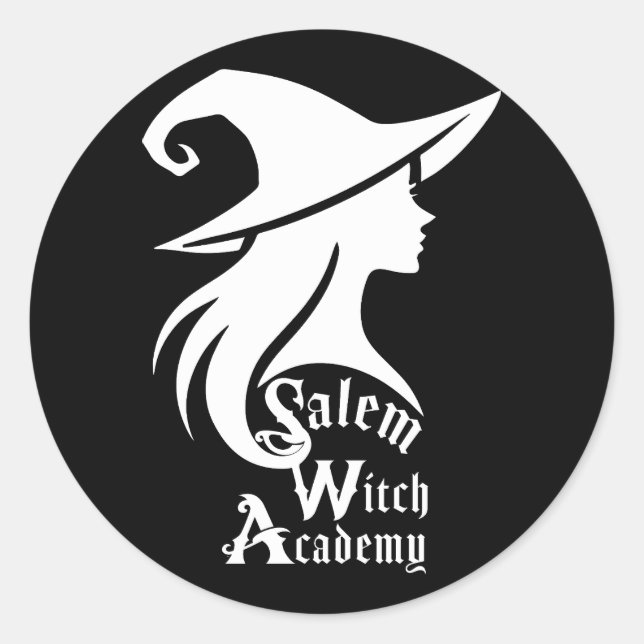 Sticker Rond Salem Witch Academy Wiccan sorcières fête d'Hallow (Devant)