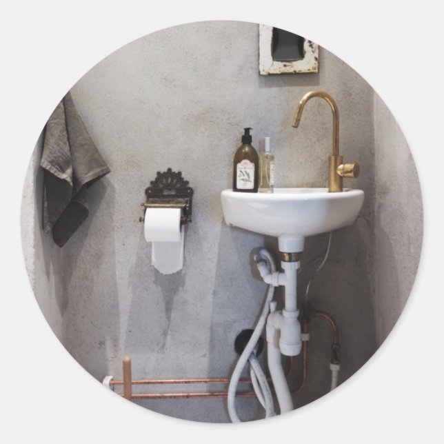 Sticker Rond Salle de bain funky (Devant)