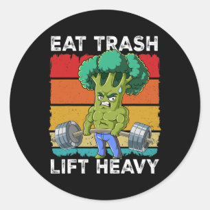 Sticker Rond Salle de Brocoli Musculation Manger Déchets Soulev