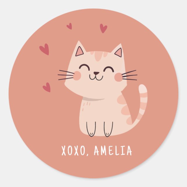 Sticker Rond Salle de classe de chats parfaite Valentine (Devant)