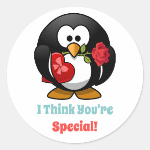 Sticker Rond Salle de classe Saint-Valentin Coeur de pingouin