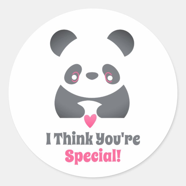 Sticker Rond Salle de classe Saint-Valentin mignonne Panda Coeu (Devant)