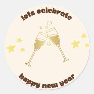 Sticker Rond Salles de champagne Message de Nouvel An