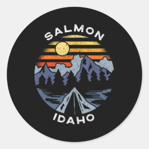 Sticker Rond Salmon Idaho Montagnes Vacances Camping Souvenir