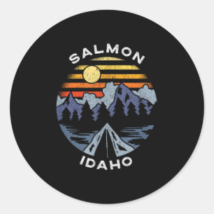 Sticker Rond Salmon Idaho Montagnes Vacances Camping Souvenir