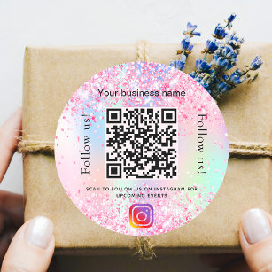 Sticker Rond Salon d'affaires rose vif code qr Instagram