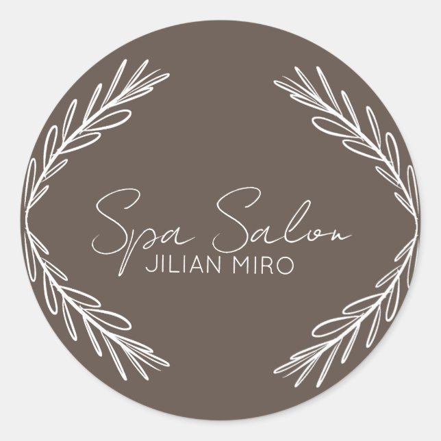 Sticker Rond Salon de beauté Branch Studio Brown (Devant)