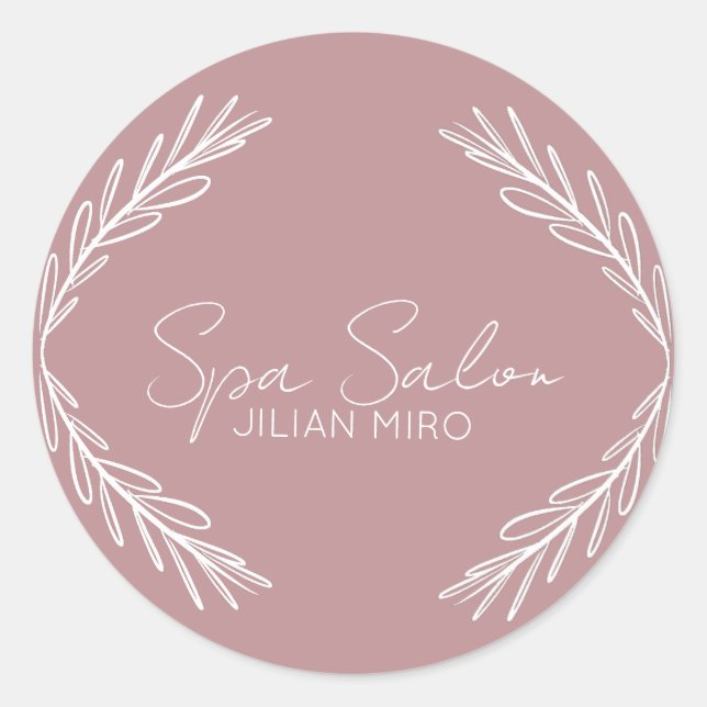 Sticker Rond Salon de beauté Branch Studio Rose  (Devant)