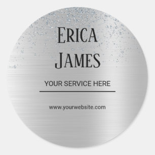 Sticker Rond Salon de beauté Parties scintillant argent