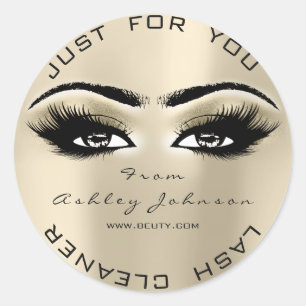 Sticker Rond Salon de beauté Parties scintillant Gold Lash Clea