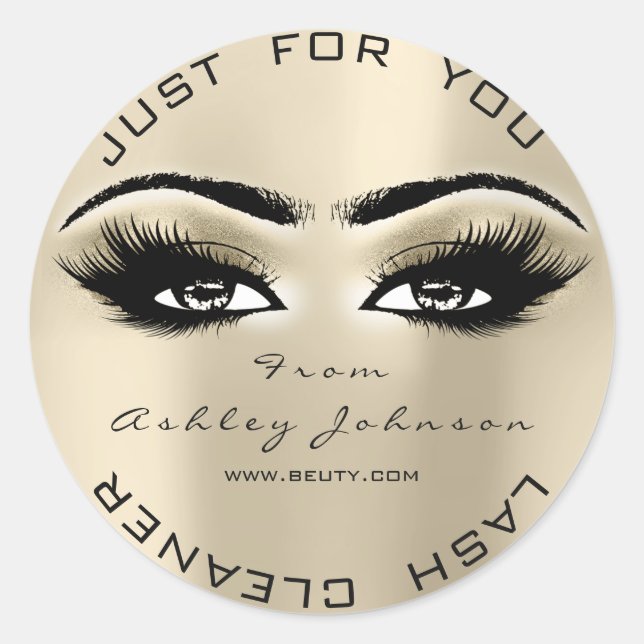 Sticker Rond Salon de beauté Parties scintillant Gold Lash Clea (Devant)