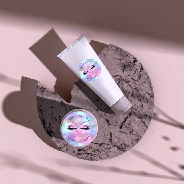 Sticker Rond Salon de beauté Parties scintillant rose Ombre Las (Beauty Salon Glitter Pink Ombre Lashes Cleaner Classic Round Sticker)