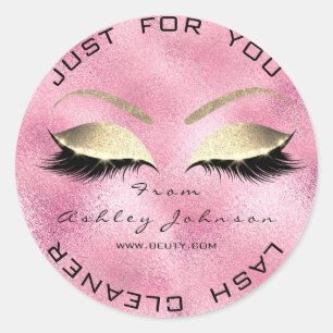 Sticker Rond Salon de beauté Parties scintillant rose Or Lash N