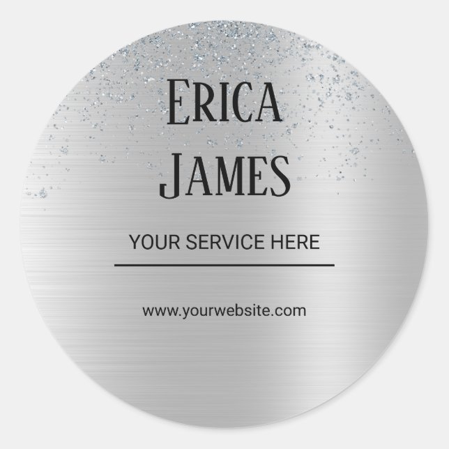 Sticker Rond Salon de beauté Silver Glitter (Devant)