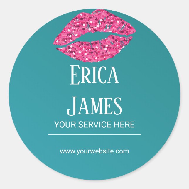 Sticker Rond Salon de beauté turquoise Green Lips (Devant)