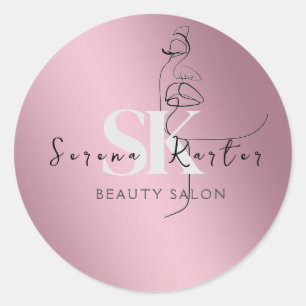 Sticker Rond Salon de beauté Visage Femme Abstraite Minimalisme
