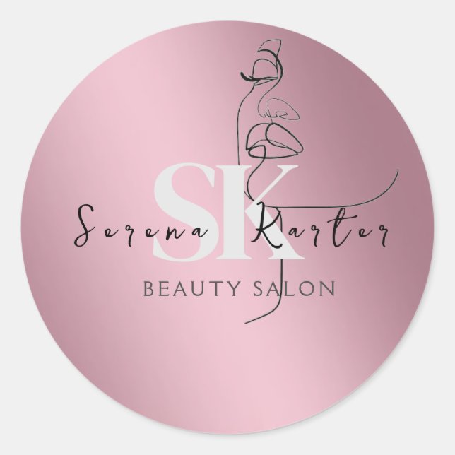 Sticker Rond Salon de beauté Visage Femme Abstraite Minimalisme (Devant)