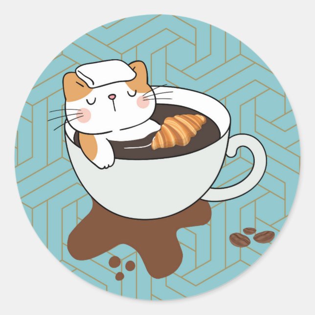 Sticker Rond Salon de chat café (Devant)