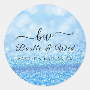 Sticker Rond Salon de coiffure de maquillage Blue Bokeh