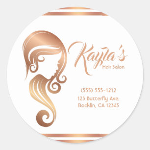 Sticker Rond Salon de coiffure et de maquillage Chic Rose Gold