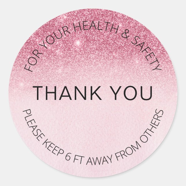 Sticker Rond Salon de Parties scintillant rose Glam Distancing  (Devant)