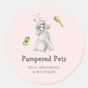 Sticker Rond Salon de toilettage pour chiens mignons Boutique p
