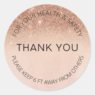 Sticker Rond Salon d'Parties scintillant Rose Gold Social Dista