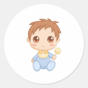Sticker Rond Salopette de bleu de bébé