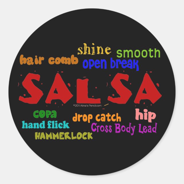 Sticker Rond Salsa Dancing Loves Dance Modes et Termes (Devant)