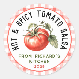 Sticker Rond Salsa de tomate épicée et chaude modifiable pour l
