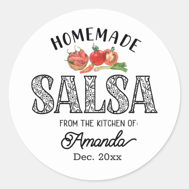Sticker Rond Salsa fait maison dans la cuisine de Nom Couvercle (Devant)