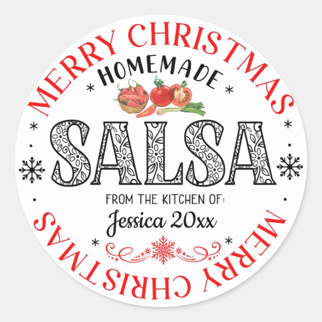 Sticker Rond Salsa Faite Maison Joyeux Noël Depuis la Cuisine d (Devant)