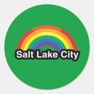 STICKER ROND SALT LAKE CITY LGBT PRIDE RAINBOW