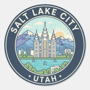 Sticker Rond Salt Lake City Skyline Utah