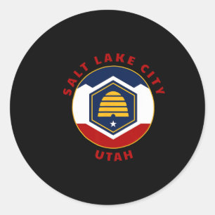 Sticker Rond Salt Lake City Utah Nouveau Drapeau Ut Beehive Vac