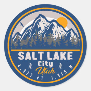 Sticker Rond Salt Lake City Utah Retro Sunset Souvenirs 60s