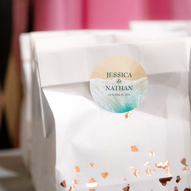 Sticker Rond Salty Kisses I Turquoise I The Sandy Beach Wedding (Créateur téléchargé)