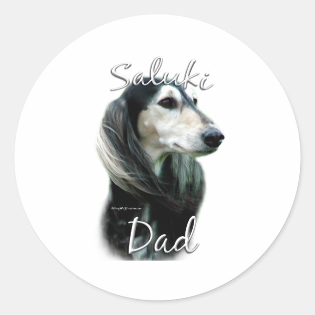 Sticker Rond Saluki Papa 2 (Devant)