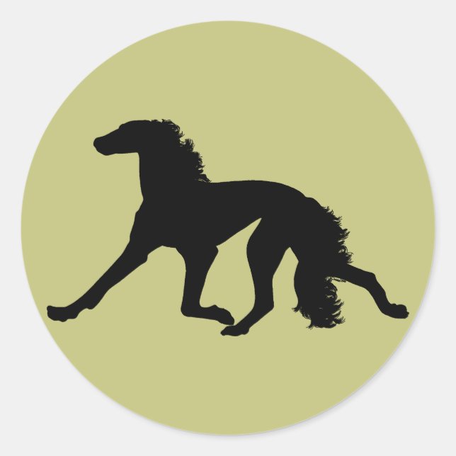 Sticker Rond Saluki Silhouette (Devant)
