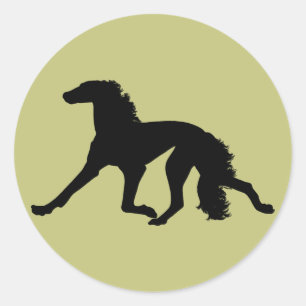 Sticker Rond Saluki Silhouette
