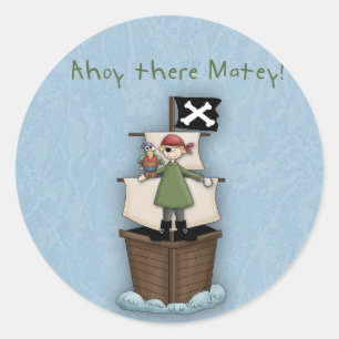 Sticker Rond Salut à toi, Matelot ! Fête de pirates