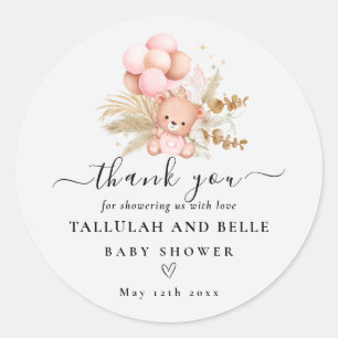 Sticker Rond Salut Bébé Boho Ours Douche