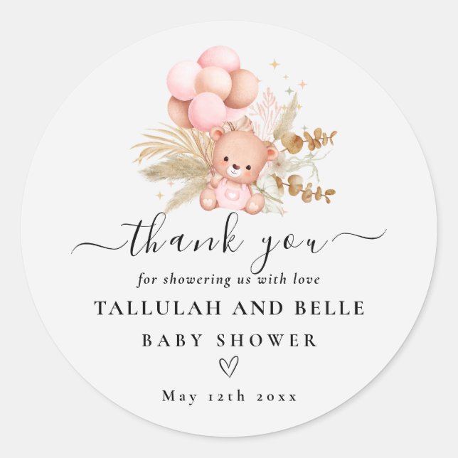 Sticker Rond Salut Bébé Boho Ours Douche (Devant)
