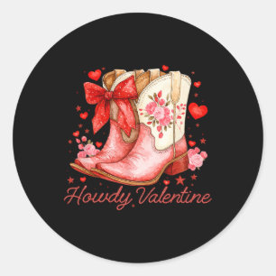 Sticker Rond Salut Boots de disco de la Saint-Valentin Nœud Coq