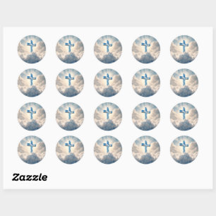 Sticker Rond Salut, Croix dans les nuages,
