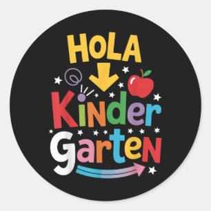 Sticker Rond Salut Design Amusant de Rentrée Scolaire pour Mate