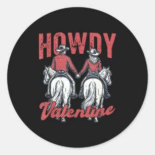 Sticker Rond Salut Saint-Valentin Couple Amour Western Rétro 