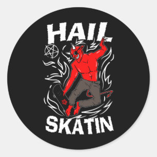 Sticker Rond Salut Skatin Occulte Satanique Pentagramme 666 Sat